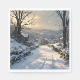 Stilte Na Sneeuwval – Winterlandschap met Sneeuw Servet