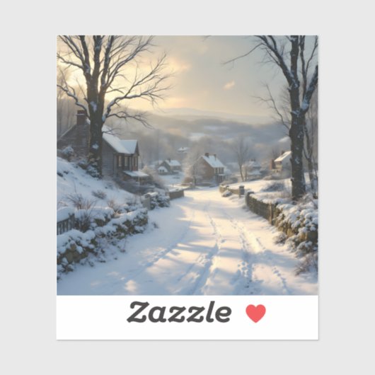 Stilte na sneeuwval – Winterlandschap vierkant Sticker (Vel)