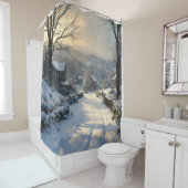 Stilte Na Sneeuwval – Winterlandschapsdouche Douchegordijn (In situ)