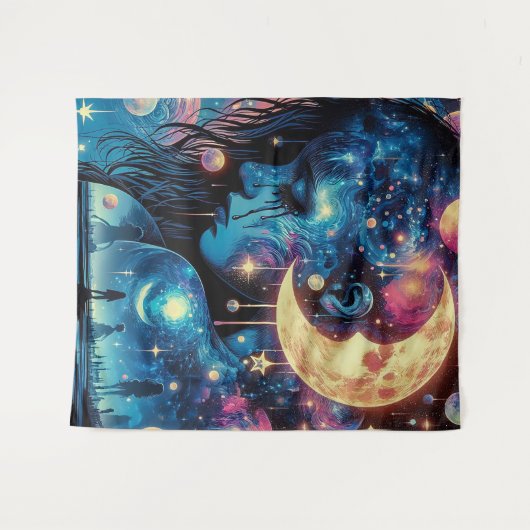 Stilte schreeuwt onder de maan wandkleed (Voorkant (horizontaal))