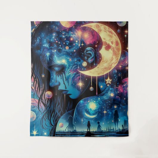 Stilte schreeuwt onder de maan wandkleed (Voorkant)