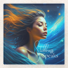 Stilte spreekt | Meditatie Hemelse Kunst Glazen Onderzetter