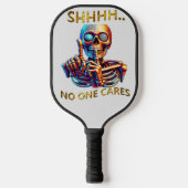 Stilte spreekt volumes kleurrijke skeletfiguur pickleball paddle (Voorkant)