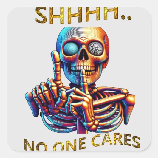 Stilte spreekt volumes kleurrijke skeletfiguur vierkante sticker (Voorkant)