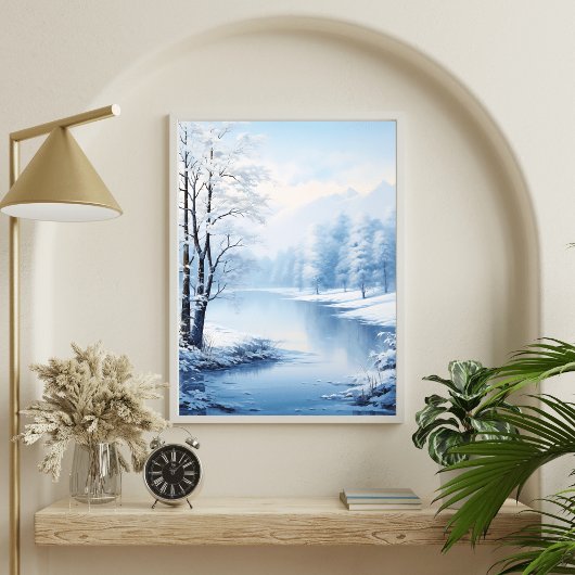 Stilte van de winter: Frozen Lake Landscape Poster