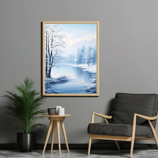 Stilte van de winter: Frozen Lake Landscape Poster