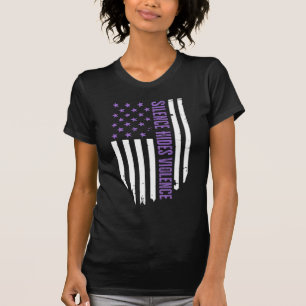 Stilte verbergt geweld Paarse lintje Amerikaanse v T-shirt