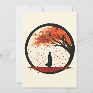 Stilte Zen Cirkel Herfst Vallende Bladeren Feestdagenkaart