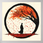 Stilte Zen Cirkel Herfst Vallende Bladeren Poster (Voorkant)