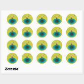 Stilte, zen vogel in meditatie ronde sticker (Vel)