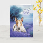 Stimulans Bull Terrier Hond Lavendelwei Kaart (Gele Bloem)