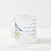 Stimuleer de Schrift Matthew 6:26, de Kunst van de Matglas Koffiemok (Voorkant links)