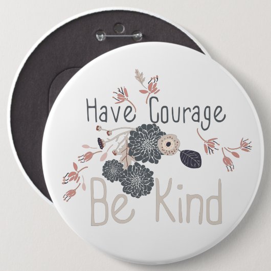 Stimuleer digitale bloemen grijs strand ronde button 6,0 cm (Voorkant /achterkant)