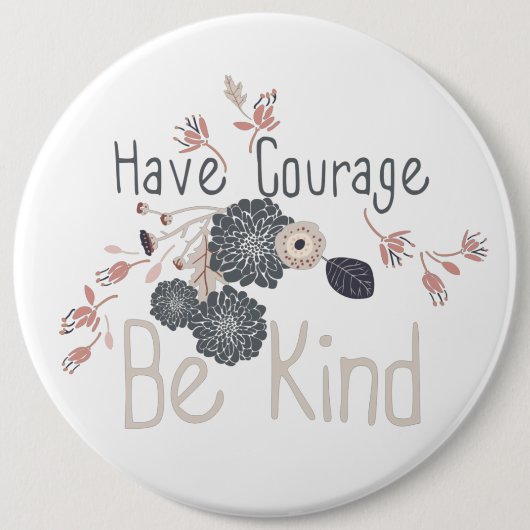 Stimuleer digitale bloemen grijs strand ronde button 6,0 cm (Voorkant)