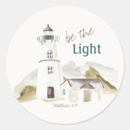 Stimuleer Faith Quote ‘Be the Light’ Vuurtoren Ronde Sticker