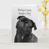 Stimulering Goede Kanker of Verlies Cute Pug Kaart (Gele Bloem)