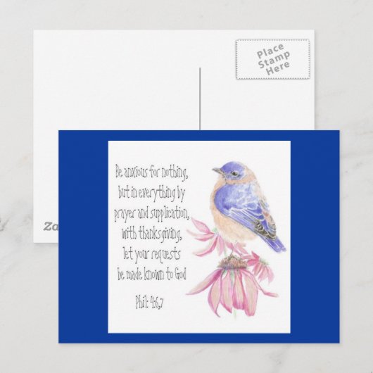 Stimulering, scripts, veilige blauwvogel briefkaart (Voorkant / Achterkant)