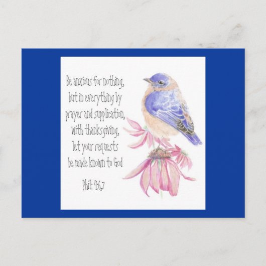 Stimulering, scripts, veilige blauwvogel briefkaart (Voorkant)