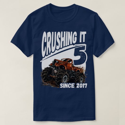 Stimulering sinds 2017 Monster Truck 5th Birthday T-shirt (Design voorkant)