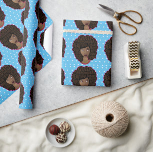 Stimulering van vrouwen, witte sterren, blauw cadeaupapier