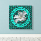 Stimulering van woorden Hibiscus Inspirerend Canvas Afdruk (Insitu (Houten vloer))