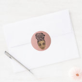 Stimulering van zwarte vrouwen, Natural Hair Bun, Ronde Sticker (Envelop)