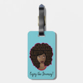 Stimulering van zwarte vrouwen, Natural Hair, Turq Bagagelabel (Achterkant verticaal)