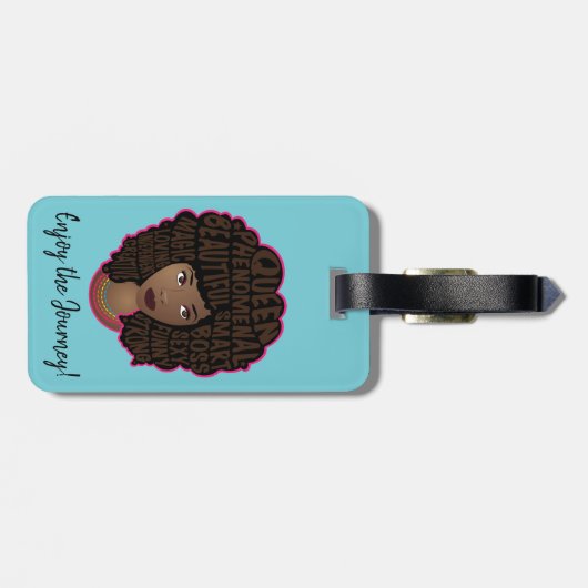 Stimulering van zwarte vrouwen, Natural Hair, Turq Bagagelabel (Achterkant horizontaal)