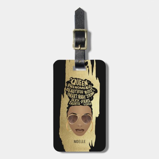 Stimulering van zwarte vrouwen, natuurlijk haar, G Bagagelabel (Voorkant verticaal)