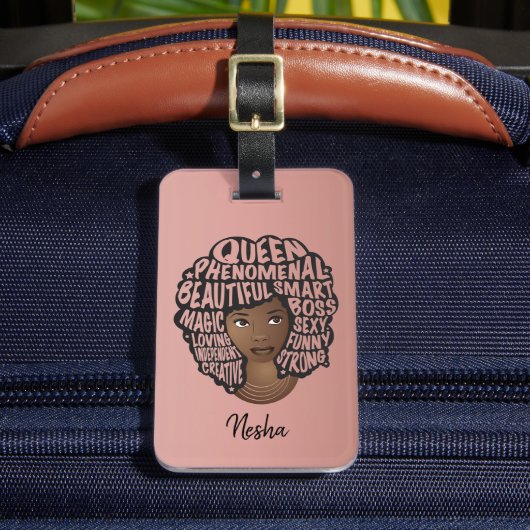 Stimulering van zwarte vrouwen, natuurlijke haarkl bagagelabel (Voorkant Insitu 2)