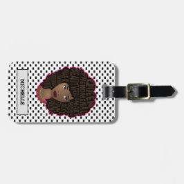 Stimulering van zwarte vrouwen, zwarte en witte po bagagelabel