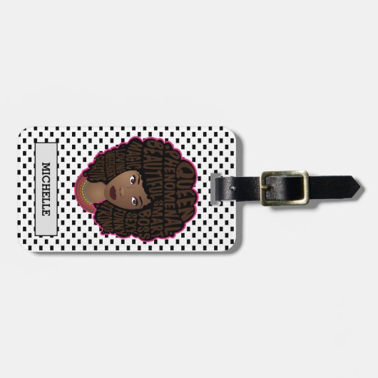 Stimulering van zwarte vrouwen, zwarte en witte po bagagelabel (Voorkant horizontaal)