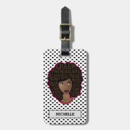 Stimulering van zwarte vrouwen, zwarte en witte po bagagelabel