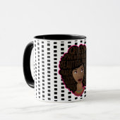 Stimulering van zwarte vrouwen, zwarte en witte po mok (Voorkant links)