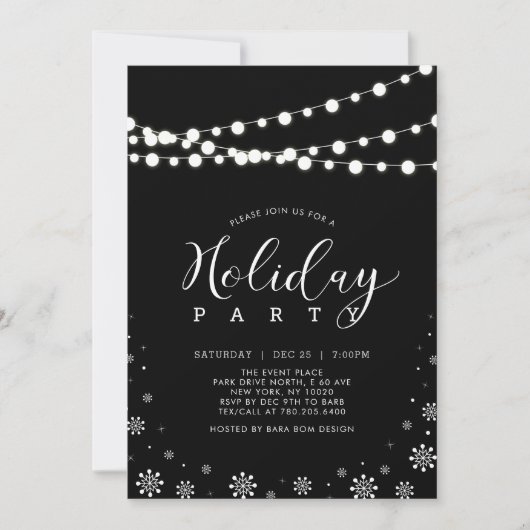 Stimuleringspartij voor Black & White String Light Kaart (Voorkant)