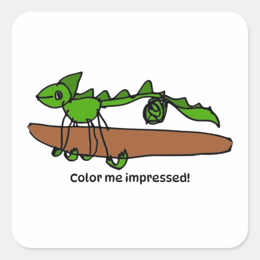 Stimuleringssticker voor Kinderen - Kameleon Vierkante Sticker (Voorkant)