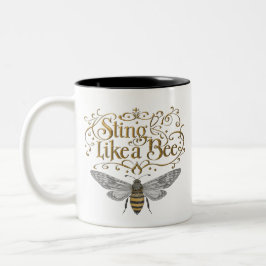 Sting Like A Bee Art Vintage Fairytale Girl Power Tweekleurige Koffiemok