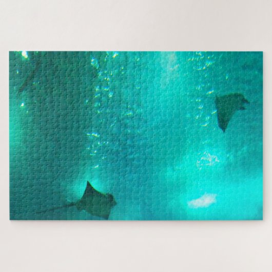 Sting Rays in een aquarium. Legpuzzel (Horizontaal)