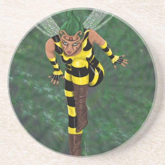 Stinger Round Zandsteen Onderzetter (Voorkant)