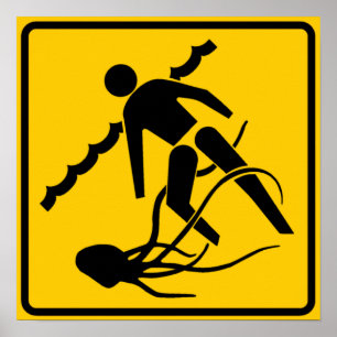 Stinging Marine Life Warning Sign, Australië Poster