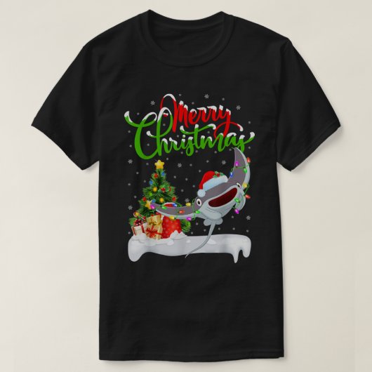 Stingray Fish Lover Xmas Lighting Stingray Christm T-shirt (Design voorkant)