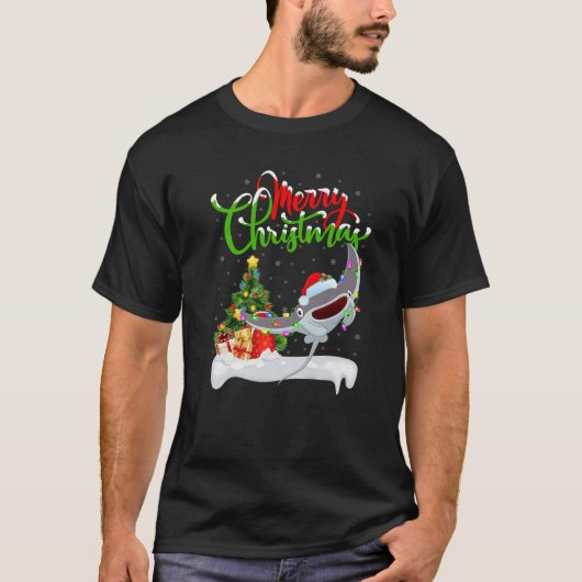 Stingray Fish Lover Xmas Lighting Stingray Christm T-shirt (Voorkant)