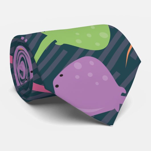 Stingray Fish Retro Pop Neon Abstract Stropdas (Opgerold)