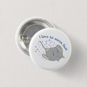 stingray grijze cartoon ronde button 3,2 cm (Voorkant /achterkant)