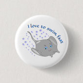 stingray grijze cartoon ronde button 3,2 cm (Voorkant)