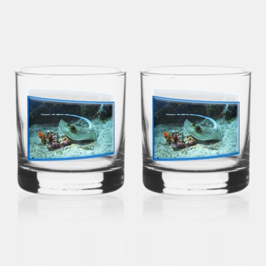 Stingray in beweging - Fotografisch ontwerp | Whisky Glas (Voorkant)