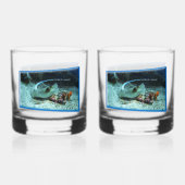Stingray in beweging - Fotografisch ontwerp | Whisky Glas (Achterkant)