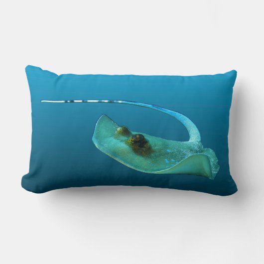 Stingray in beweging! Verloopblauwe achtergrond | Kussen (Voorkant)