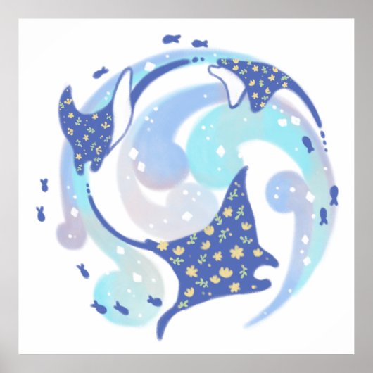 Stingray in de oceaan illustratie poster (Voorkant)