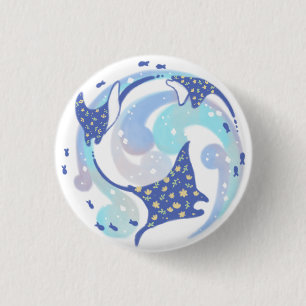 Stingray in de oceaan illustratie ronde button 3,2 cm